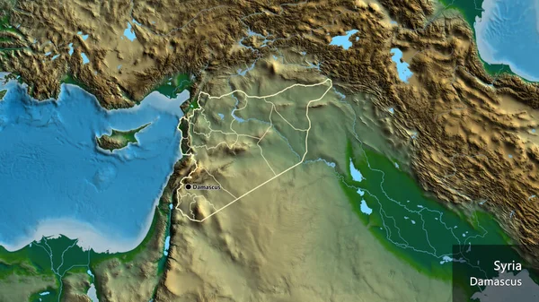 Fiziksel Haritada Suriye Sınır Bölgesi Bölgesel Sınırlarına Yakın Çekim Ana — Stok fotoğraf
