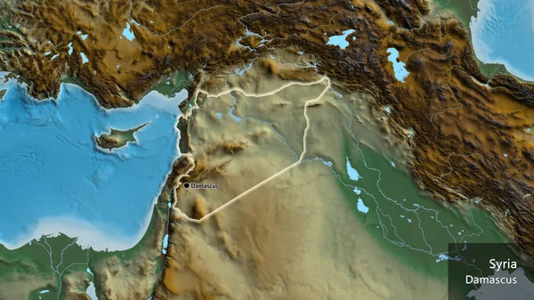 Close Van Het Grensgebied Met Syrië Een Noodlandkaart Hoofdpunt Gloeien — Stockfoto