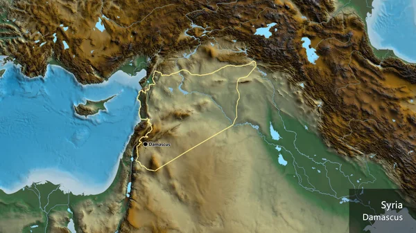 Primo Piano Della Zona Frontiera Siriana Una Mappa Soccorso Punto — Foto Stock