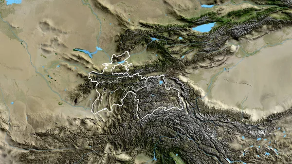 Primer Plano Zona Fronteriza Tayikistán Sus Fronteras Regionales Mapa Por — Foto de Stock