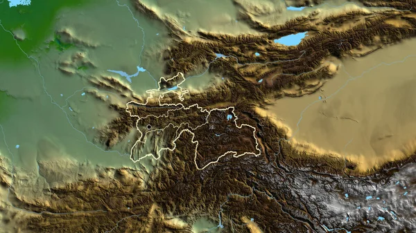 Крупный План Приграничной Зоны Таджикистана Региональных Границ Физической Карте Отличный — стоковое фото