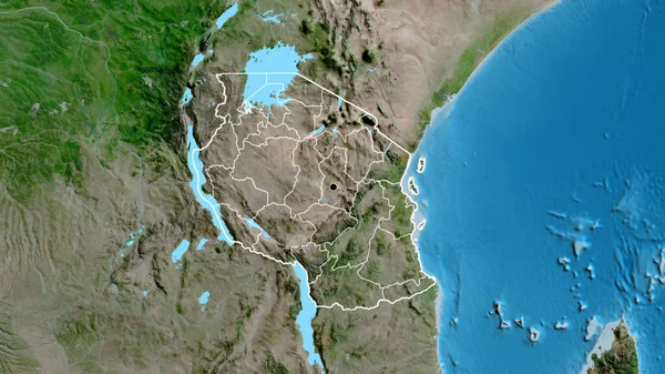 Close Tanzania Border Area Its Regional Borders Satellite Map Capital — Stock Photo, Image