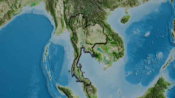 Close Van Het Grensgebied Met Thailand Een Satellietkaart Hoofdpunt Gevelde — Stockfoto