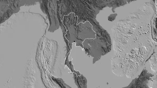 Detailní Záběr Pohraniční Oblasti Thajska Dvouúrovňové Mapě Fakt Obrys Kolem — Stock fotografie