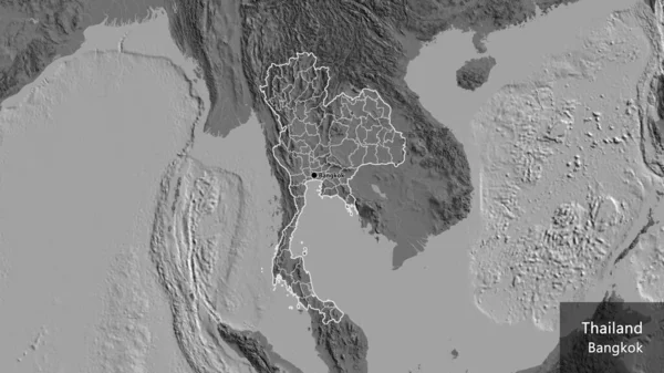 Primer Plano Zona Fronteriza Tailandia Sus Fronteras Regionales Mapa Bilevel — Foto de Stock