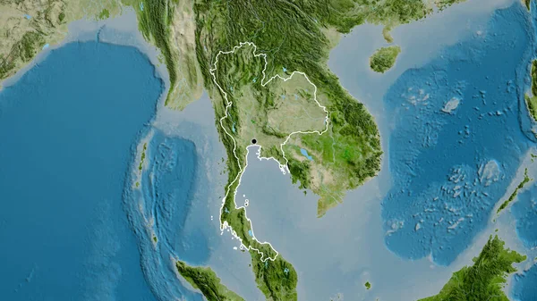 衛星地図上のタイ国境地帯の閉鎖 資本ポイント 全国の概要 — ストック写真