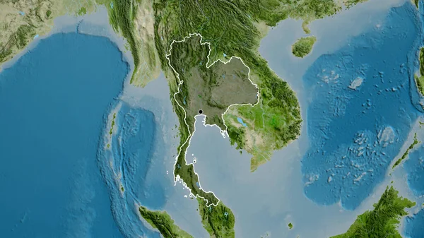 Tayland Sınır Bölgesinin Yakın Planında Uydu Haritasında Koyu Bir Kaplama — Stok fotoğraf