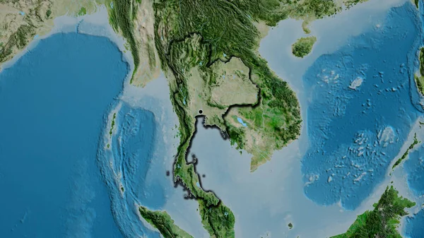 Primer Plano Zona Fronteriza Tailandia Mapa Por Satélite Punto Capital —  Fotos de Stock