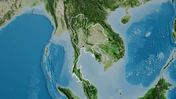 Close Área Fronteira Tailândia Mapa Satélite Ponto Capital Esboço Torno — Fotografia de Stock