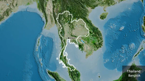 Close Área Fronteira Tailândia Mapa Satélite Ponto Capital Brilha Volta — Fotografia de Stock