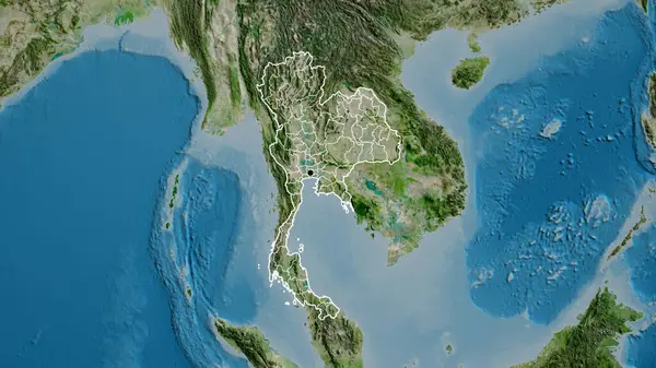 Крупный План Пограничной Зоны Таиланда Региональных Границ Спутниковой Карте Отличный — стоковое фото