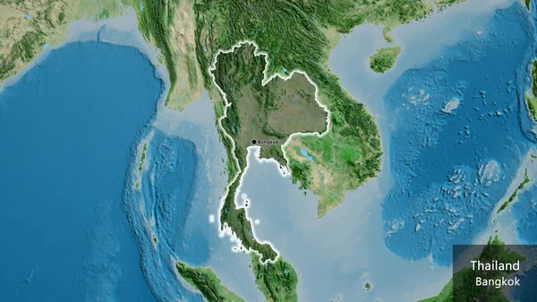 Close Área Fronteira Tailândia Destacando Com Uma Sobreposição Escura Mapa — Fotografia de Stock