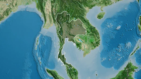衛星地図上の暗いオーバーレイで強調タイ国境地域のクローズアップ 資本ポイント 全国の概要 — ストック写真