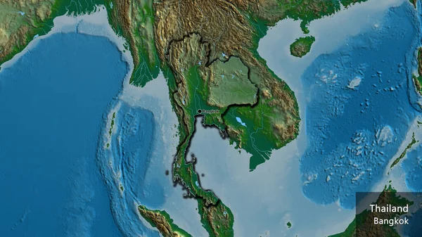 Primer Plano Zona Fronteriza Tailandia Mapa Físico Punto Capital Bordes — Foto de Stock