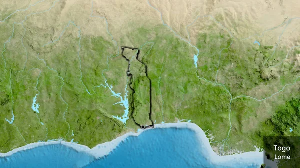 Detailní Záběr Pohraniční Oblasti Togo Satelitní Mapě Fakt Zkosené Hrany — Stock fotografie