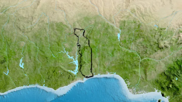 Primer Plano Zona Fronteriza Togo Mapa Satelital Punto Capital Bordes —  Fotos de Stock