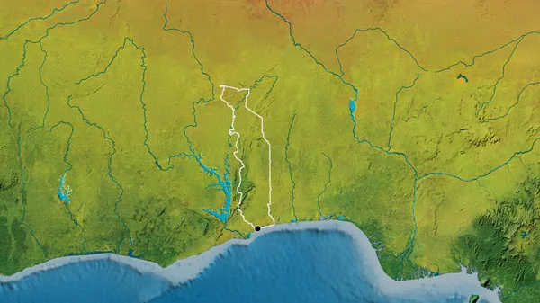 Close Área Fronteira Togo Mapa Topográfico Ponto Capital Esboço Torno — Fotografia de Stock