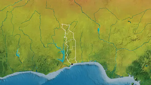 Close Togo Border Area Its Regional Borders Topographic Map Capital — Stock Photo, Image