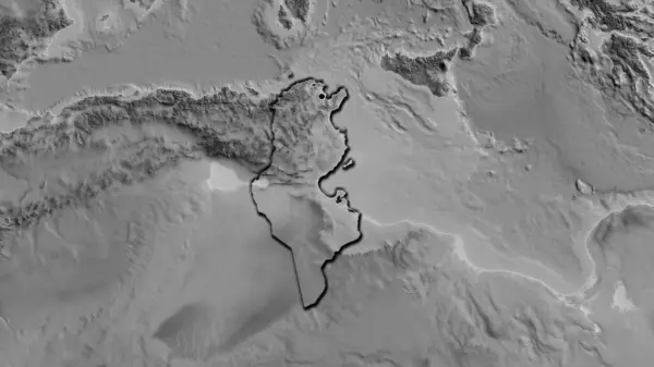 Närbild Tunisiens Gränsområde Grå Karta Huvudpunkt Skalade Kanter Lantformen — Stockfoto