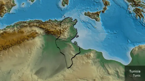 지도에서 튀니지 지역의 사진입니다 국토의 가장자리를 나라의 — 스톡 사진