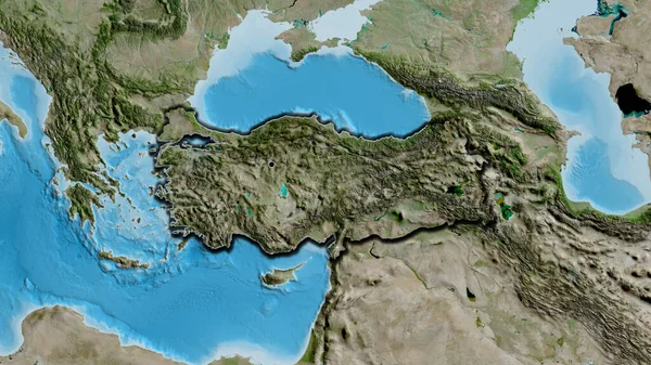 Detailní Záběr Pohraniční Oblasti Turkiye Satelitní Mapě Fakt Zkosené Hrany — Stock fotografie