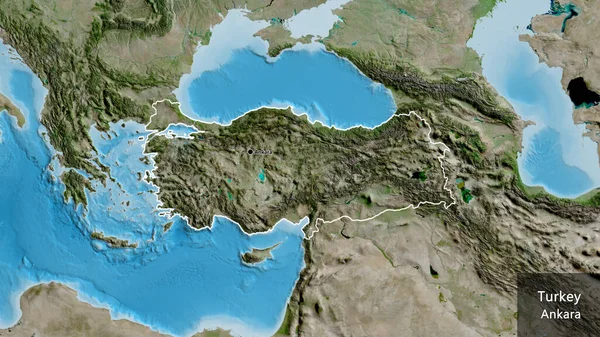 Close Van Het Grensgebied Van Turkiye Een Satellietkaart Hoofdpunt Schets — Stockfoto