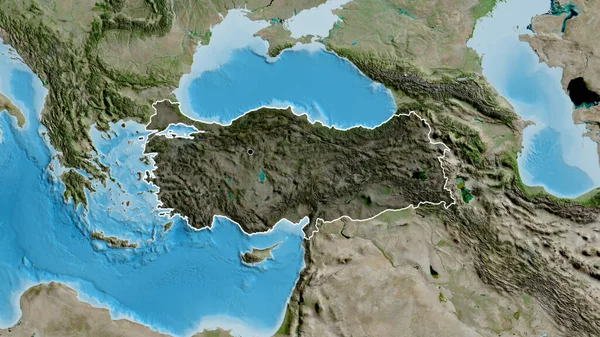 Közelkép Török Határ Menti Területről Amely Egy Műholdas Térképen Sötét — Stock Fotó
