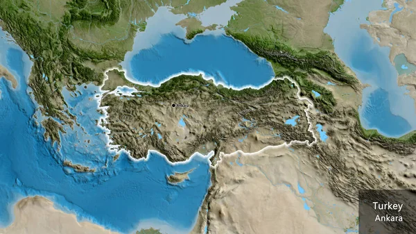 Nahaufnahme Des Türkischen Grenzgebiets Auf Einer Satellitenkarte Kapitalpunkt Überall Land — Stockfoto