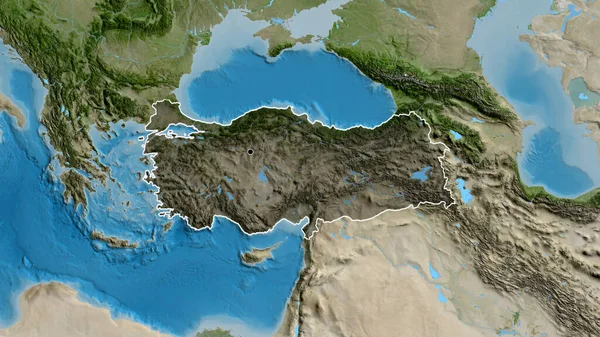 Türkiye Sınır Bölgesinin Yakın Çekimleri Uydu Haritasında Koyu Bir Örtüyle — Stok fotoğraf