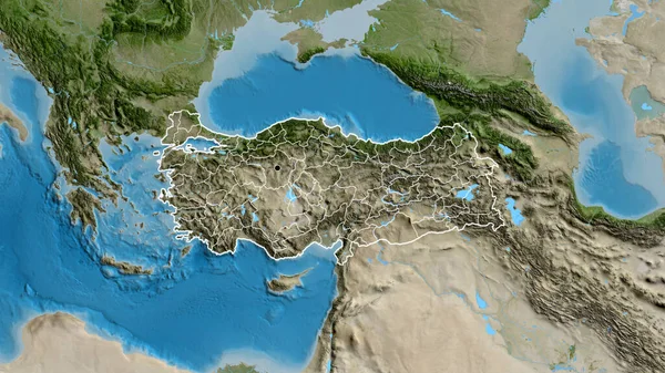 Крупним Планом Прикордонна Зона Туреччини Регіональні Кордони Супутниковій Карті Столична — стокове фото