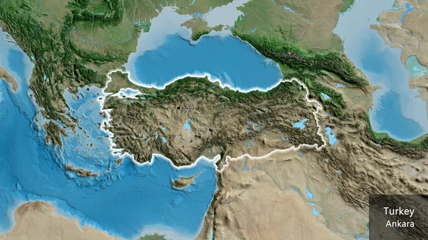 Крупним Планом Прикордонна Зона Туреччини Супутниковій Карті Столична Точка Світиться — стокове фото