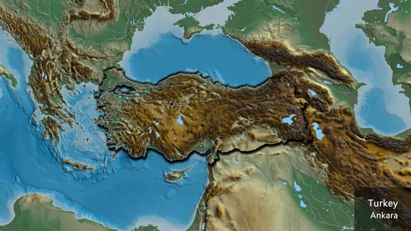 Close Van Het Grensgebied Van Turkije Een Reliëfkaart Hoofdpunt Bevelrijke — Stockfoto