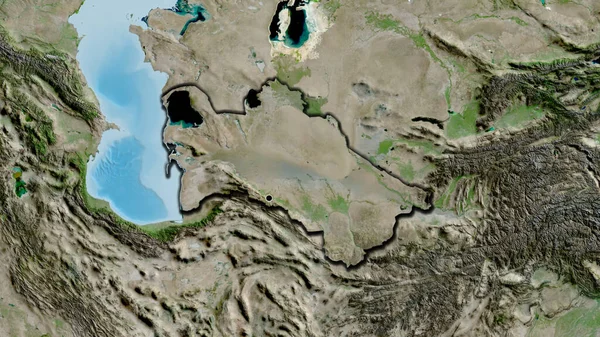 Close Van Het Grensgebied Van Turkmenistan Een Satellietkaart Hoofdpunt Gevelde — Stockfoto