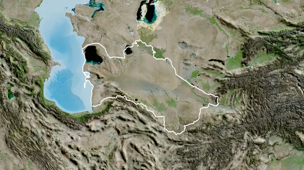 Közelkép Türkmenisztáni Határ Menti Területről Egy Műholdas Térképen Remek Pont — Stock Fotó