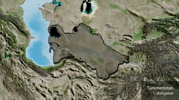 Gros Plan Zone Frontalière Turkménistan Mettant Évidence Une Superposition Sombre — Photo