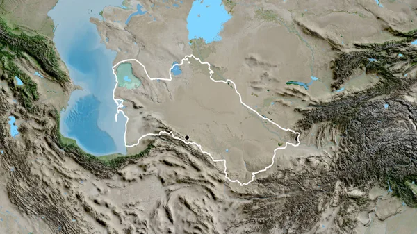 Närbild Turkmenistans Gränsområde Satellitkarta Huvudpunkt Skissera Runt Landet Form — Stockfoto