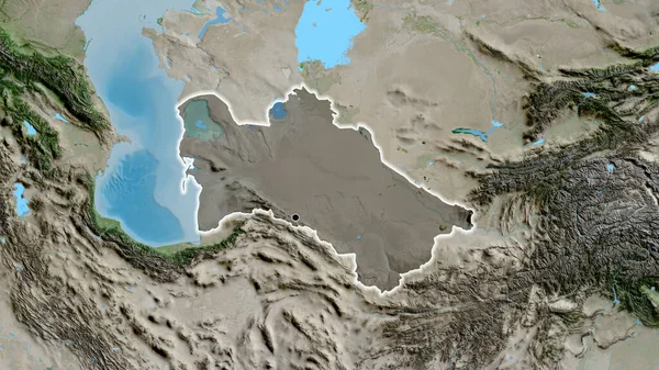 Primer Plano Zona Fronteriza Turkmenistán Destacando Con Una Oscura Superposición — Foto de Stock