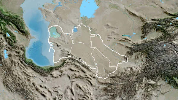 Gros Plan Sur Zone Frontalière Turkménistan Ses Frontières Régionales Sur — Photo