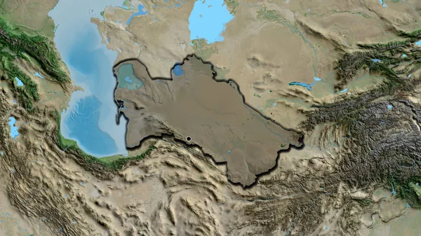 Primer Plano Zona Fronteriza Turkmenistán Destacando Con Una Oscura Superposición —  Fotos de Stock