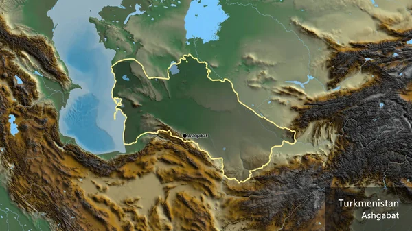 Zbliżenie Strefy Przygranicznej Turkmenistanu Ciemnymi Nakładkami Mapie Pomocy Humanitarnej Główny — Zdjęcie stockowe