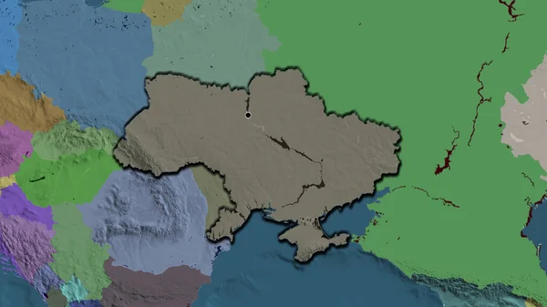 Крупный План Приграничной Зоны Украины Подсветкой Тёмного Наложения Административную Карту — стоковое фото