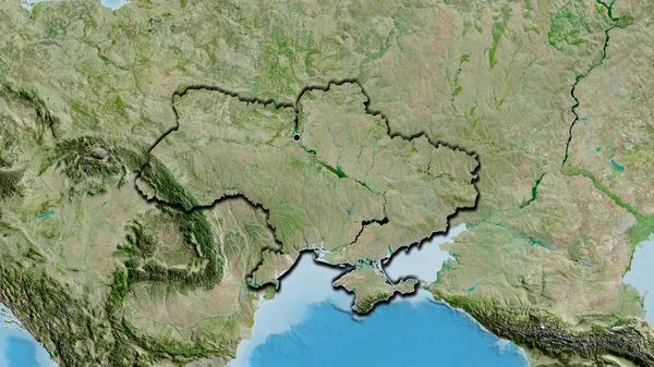 Close Área Fronteiriça Ucrânia Mapa Satélite Ponto Capital Bordas Biseladas — Fotografia de Stock