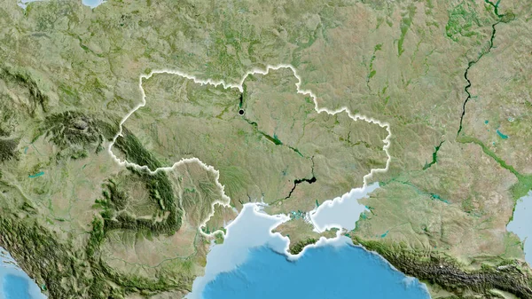 Zbliżenie Strefy Przygranicznej Ukrainy Zdjęciu Satelitarnym Yahoo Główny Punkt Blask — Zdjęcie stockowe