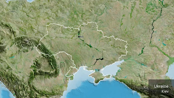 Close Área Fronteiriça Ucrânia Mapa Satélite Ponto Capital Esboço Torno — Fotografia de Stock