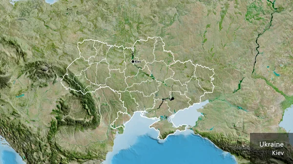 Close Zona Fronteiriça Ucrânia Suas Fronteiras Regionais Mapa Satélite Ponto — Fotografia de Stock