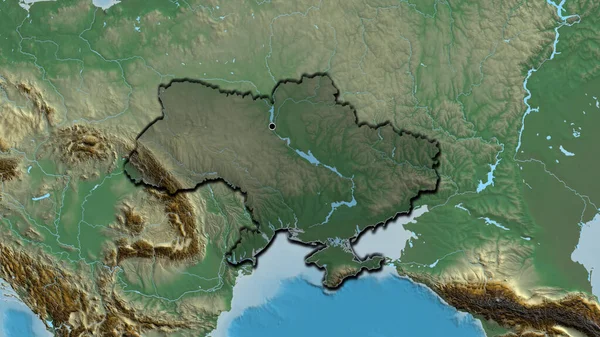 乌克兰边境地区的特写镜头突出显示了一张解像图上的黑暗覆盖 资本点 国家形状的斜边 — 图库照片