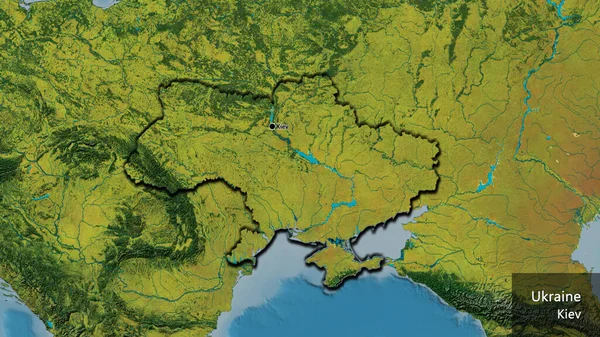 Close Zona Fronteiriça Ucrânia Num Mapa Topográfico Ponto Capital Bordas — Fotografia de Stock