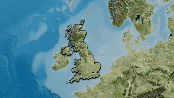 Close United Kingdom Border Area Satellite Map Capital Point Bevelled — Stock Photo, Image
