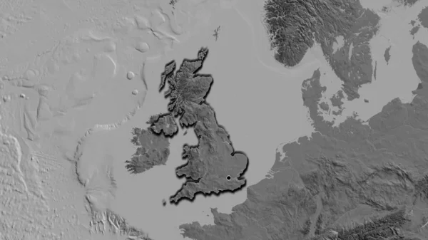 Detailní Záběr Pohraniční Oblasti Spojeného Království Dvouúrovňové Mapě Fakt Zkosené — Stock fotografie