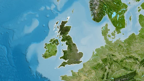 衛星地図上の暗いオーバーレイで強調英国の国境地域のクローズアップ 資本ポイント 全国の概要 — ストック写真